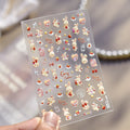 Cute Cat Nail Stickers - 3D Embossed Jelly Pink & Cartoon Paw Designs