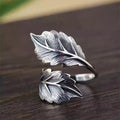 Vintage Leaf Resizable Ring for Women Silver Tone Stylish Jewelry