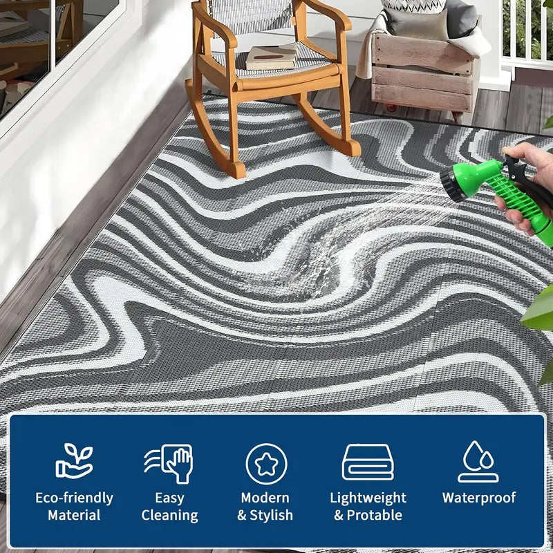 Waterproof Outdoor Rug 10x14ft - Reversible UV-Resistant Camping & Picnic Mat