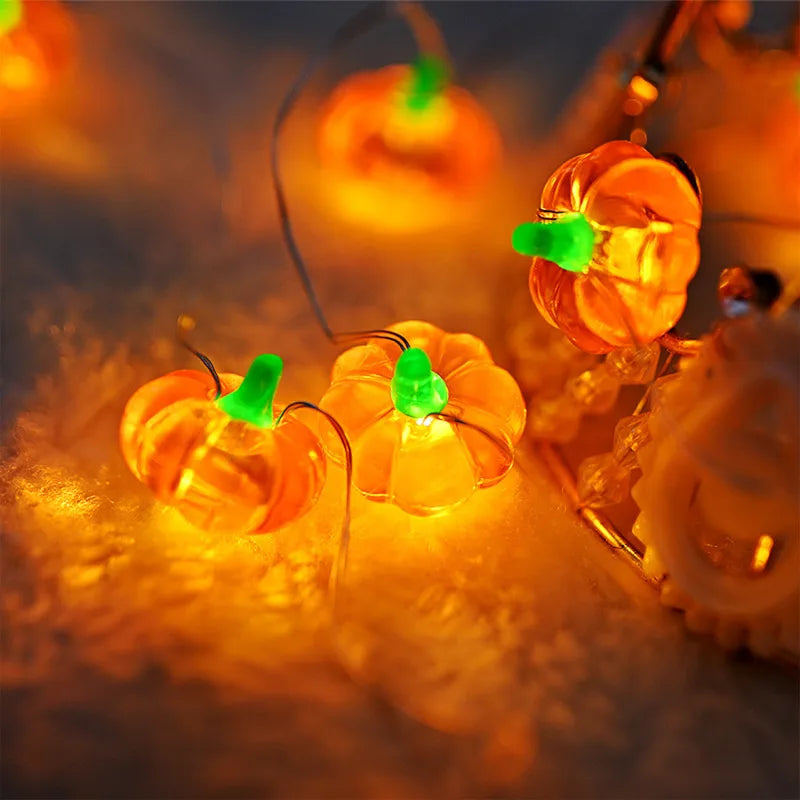 Halloween Pumpkin Eyeballs LED String Lights - USB Portable Indoor Outdoor Decor