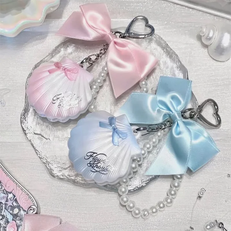 Cute Heart-Shaped Powder Compact with Blush & Highlighter - Portable Makeup Decor