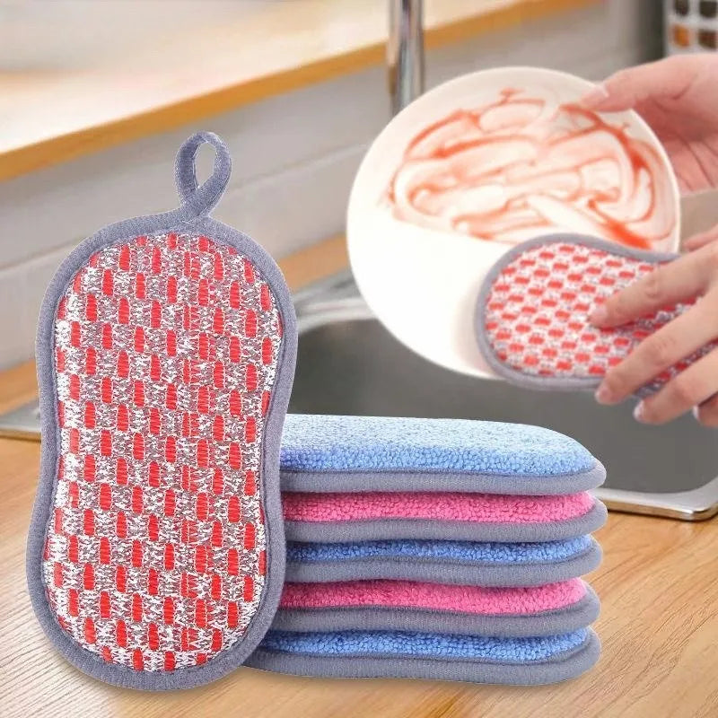 Multi-Purpose Double-Sided Dishwashing Sponge Set - Microfiber Scrubbing and Cleaning Sponges for Kitchen