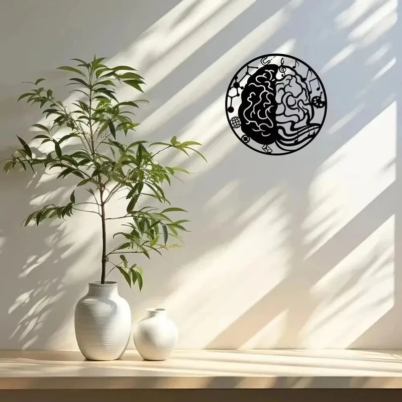 Left and Right Brain Metal Wall Art - Modern Minimalist Home Decor