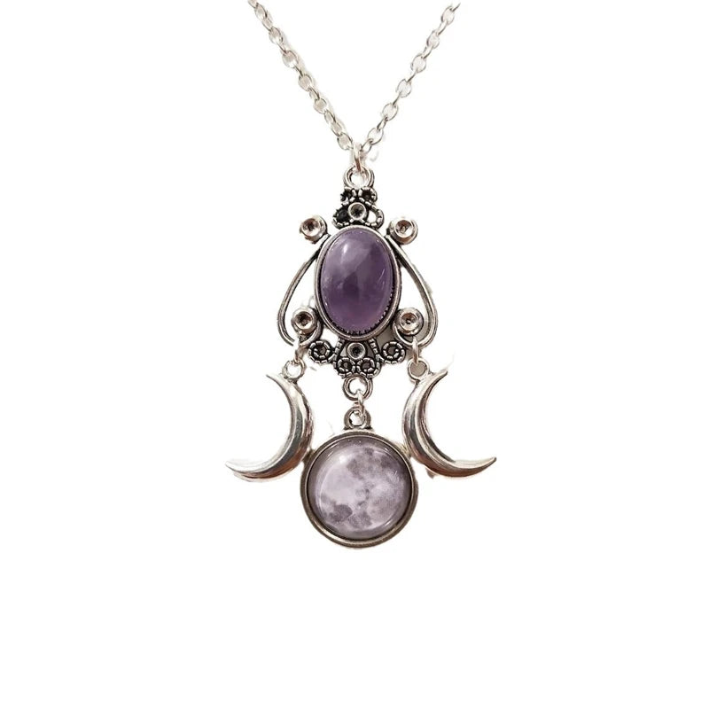 Triple Moon Pendant Necklace Jewelry with Multiple Metal Colors