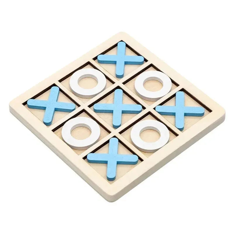 Wooden Montessori Chess & Tic Tac Toe Puzzle Game for Brain Development