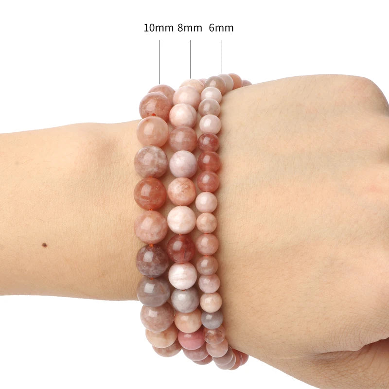 Natural Stone Sunstone Beads - 6/8/10mm Smooth Round Spacer Beads for Jewelry Making