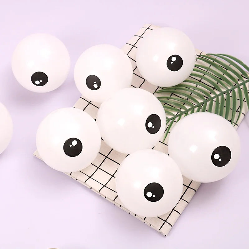 Halloween Latex Balloons with Eye Design - 50/30/20/10Pcs White & Black Party Decorations