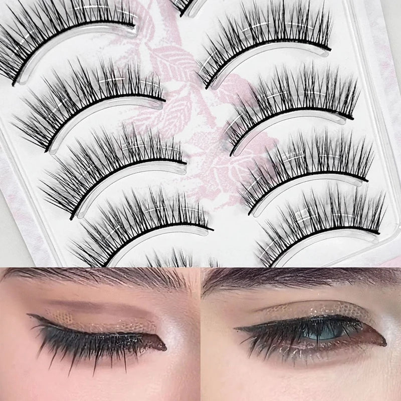 Cosplay False Eyelashes Strip C Curl Natural Look Synthetic Fiber 7-13mm