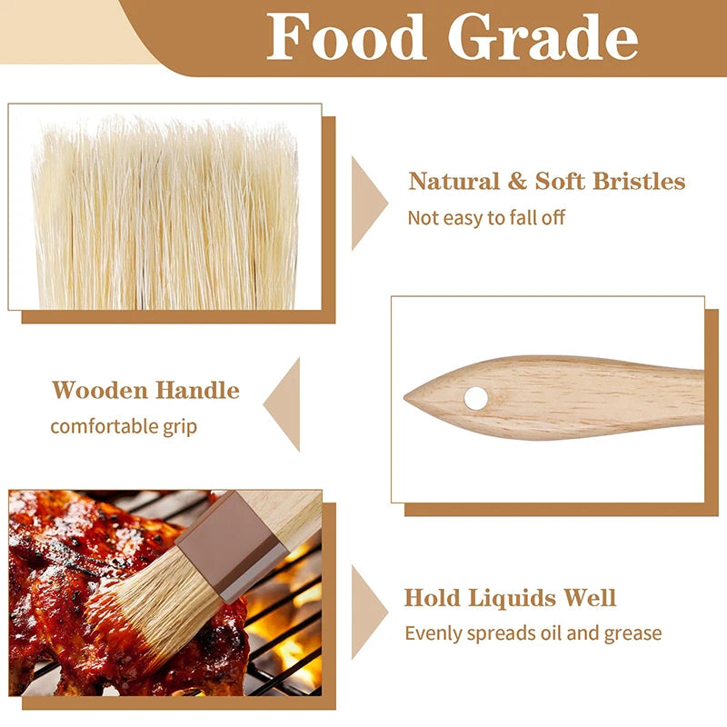 Oil & Pastry Brush Set 1/2PCS Fine Bristle Baking Cooking BBQ Kitchen Tools