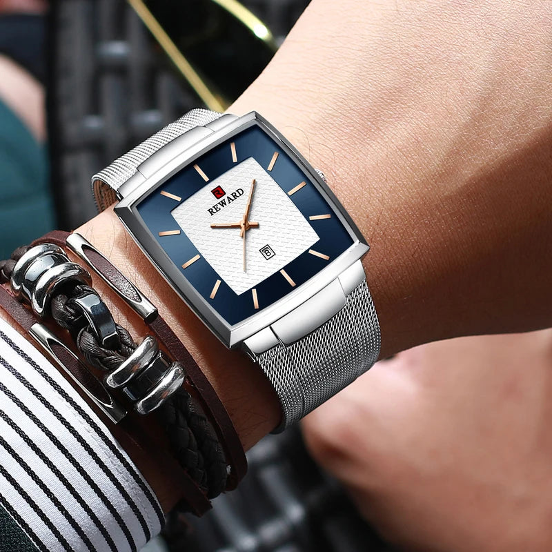Luxury Men's Square Stainless Steel Waterproof Quartz Wristwatch – Top Brand