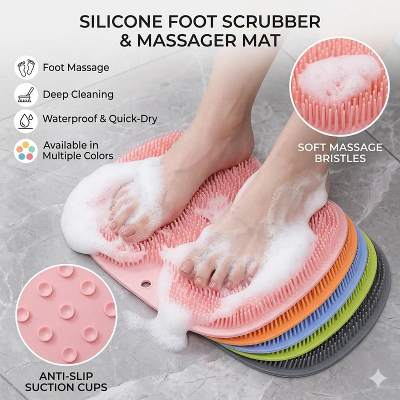 Back Scrubbing Brush Body Massage Foot Exfoliator with Suction Cups - Bath & Shower Tool