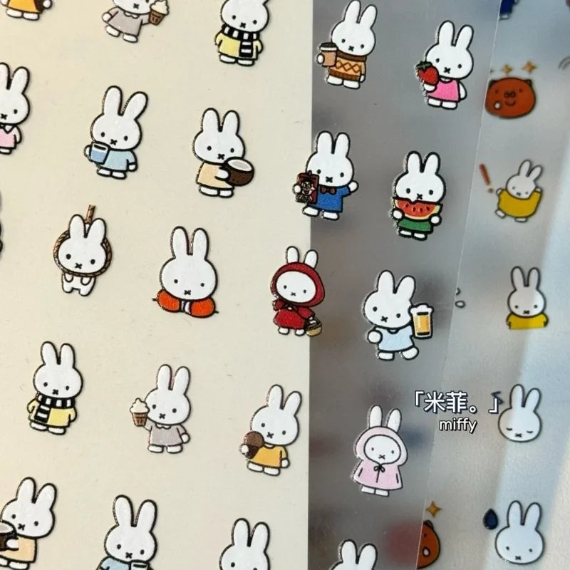 Kawaii Miffy Embossed 3D Waterproof Nail & Craft Stickers - Gift for Girls