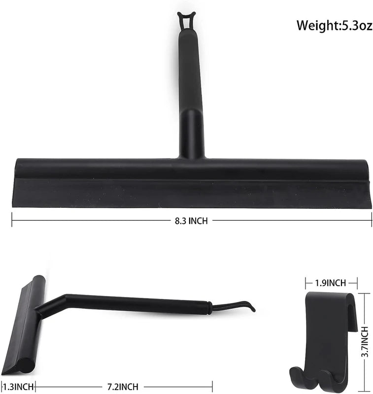 Glass Shower Squeegee with Silicone Holder for Bathroom & Window Cleaning