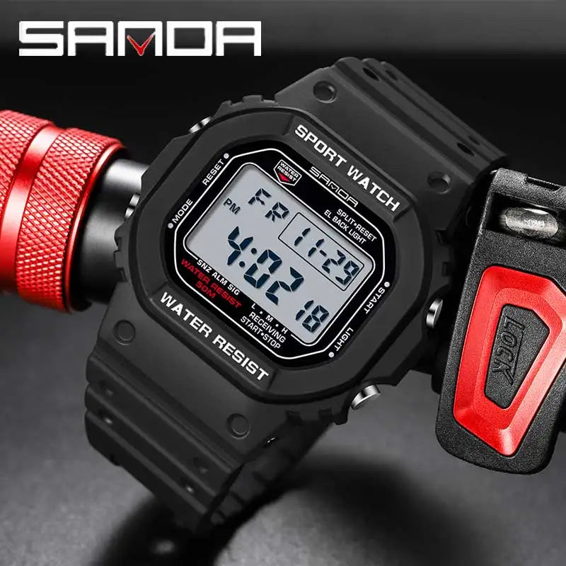 Digital Sports Watch Men Waterproof LED Chronograph with Stopwatch and Military Style