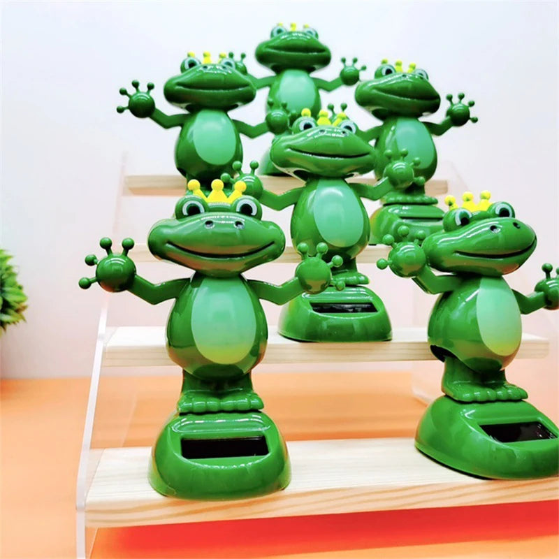 Solar Energy Car Decoration Shaking Head Doll Cartoon Frog Gift Interior Accessory
