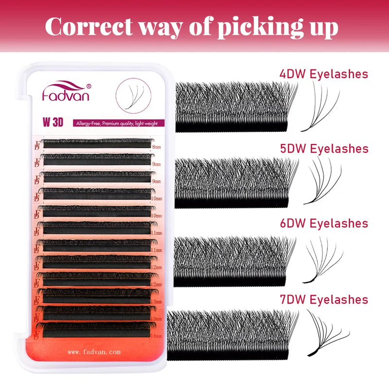 Premade 3D/4D/5D/6D W-Shape Eyelash Extensions Natural Soft Fake Lashes
