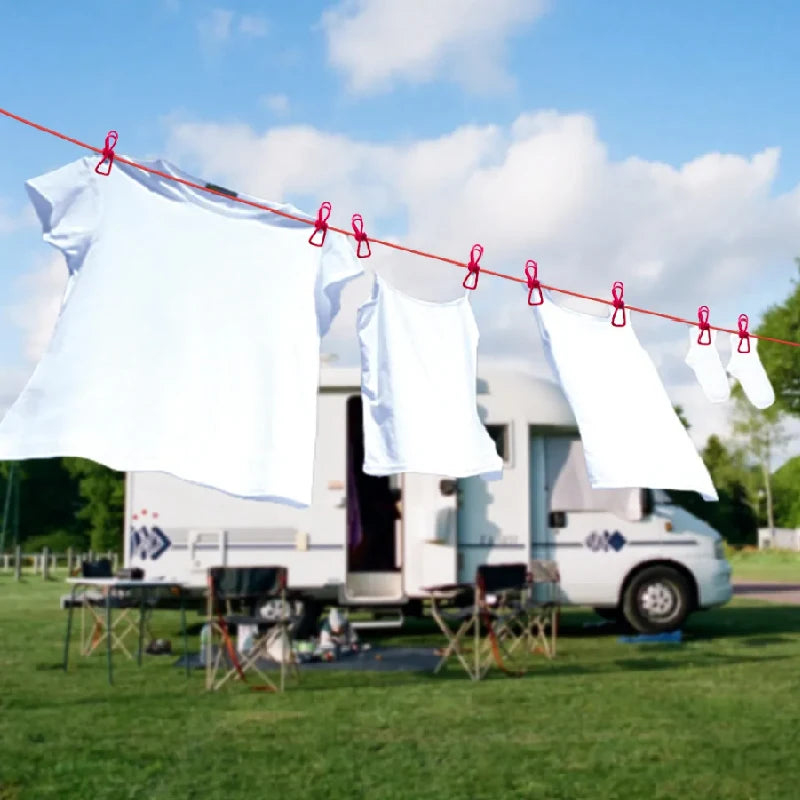 Portable Clothesline with 12 Clips Retractable Laundry Drying Rack Outdoor