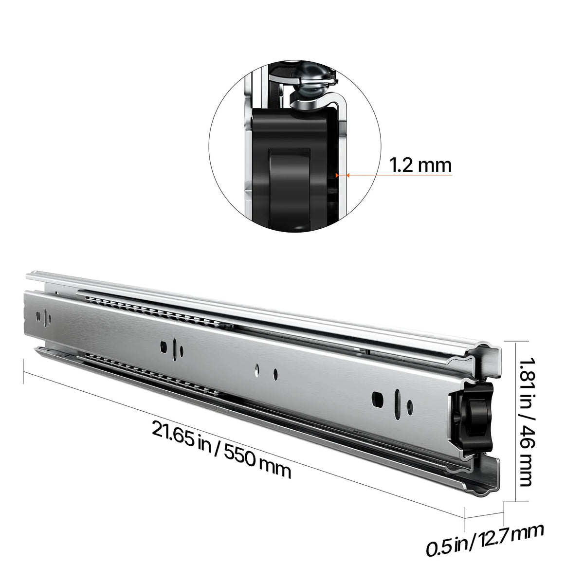 Heavy Duty Drawer Slides 10 Pairs Full Extension Ball Bearing Cabinet Rails 100LB Load