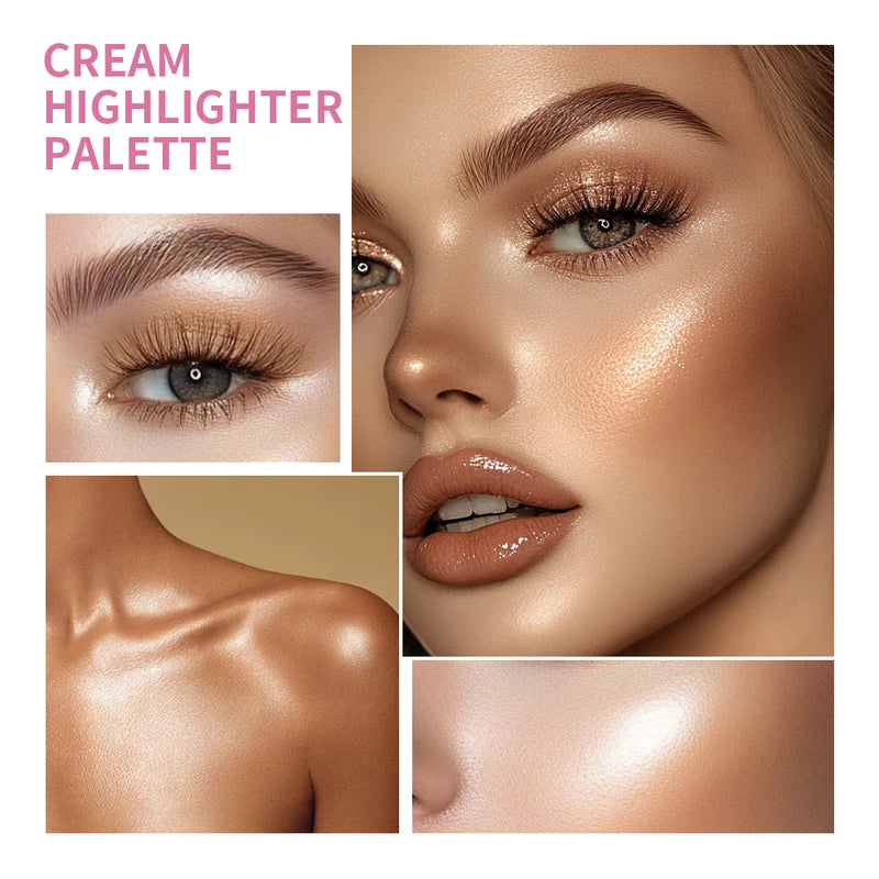 High Gloss Cement Makeup Palette Set with Matte & Shimmer Finishes - Long-Lasting Curve Case