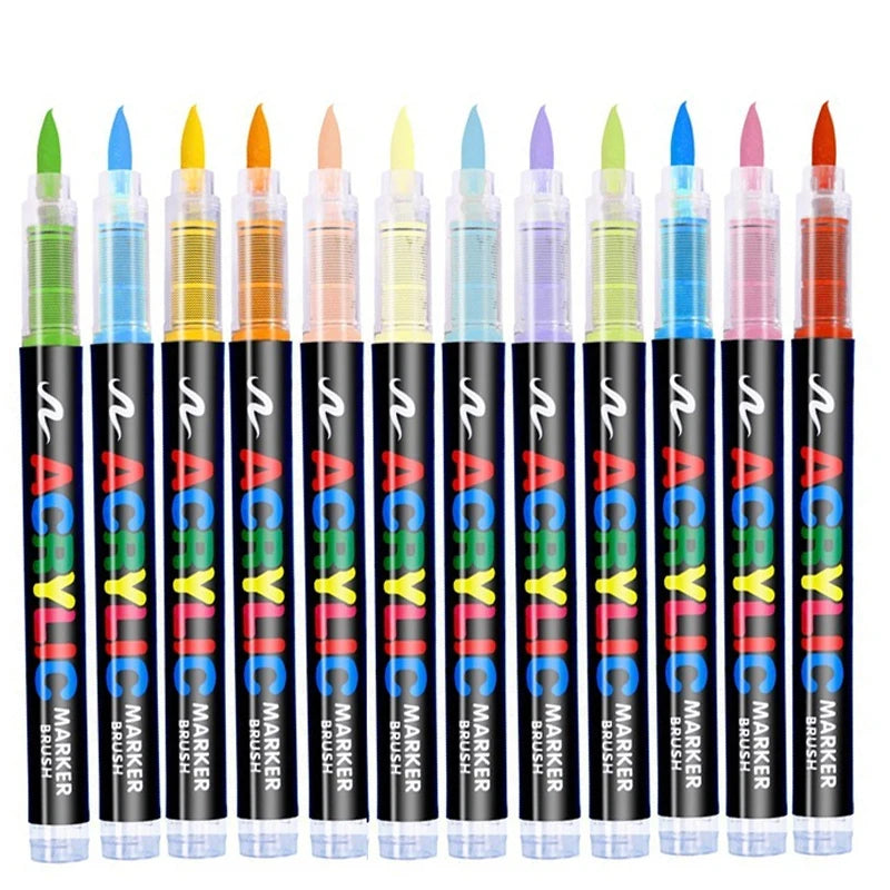 16 Colors Liquid Acrylic Paint Pen Set for Rock Stone Glass Fabric Ceramic Craft