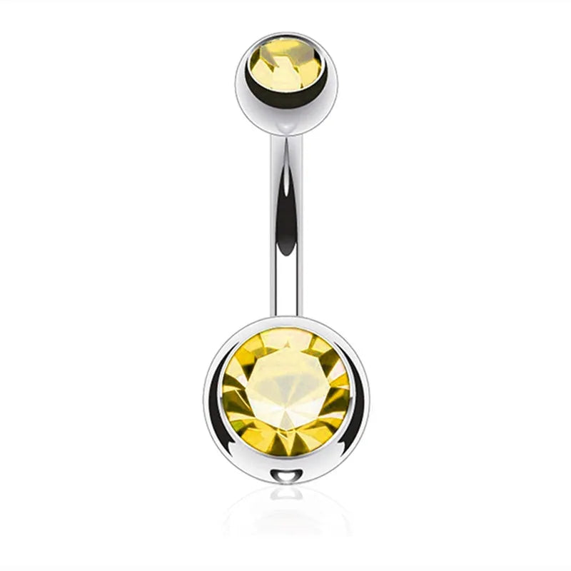 Crystal Belly Button Piercing Set Stainless Steel Navel Barbell Variety Pack