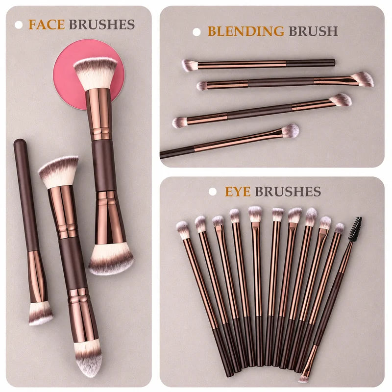 Travel Makeup Brush Set with Storage Box - 20 Professional Tools & Sponges
