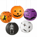 Halloween 3D Paper Pumpkin Lantern Set - Foldable Hanging Decor for Haunted House & Party