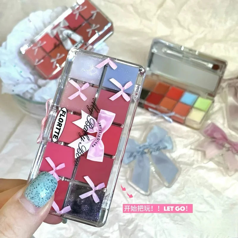 10-Color Lip Gloss Palette with Lipstick & Lip Glaze - Vibrant Makeup Set