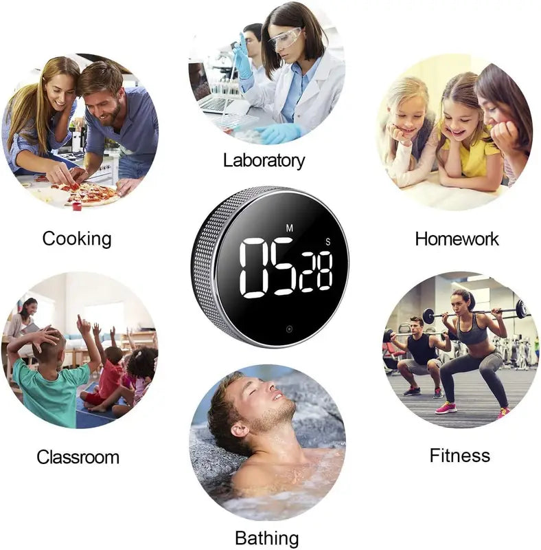 Digital Kitchen Timer with Magnetic Visual Display Large LED Reminder for Cooking and Fitness