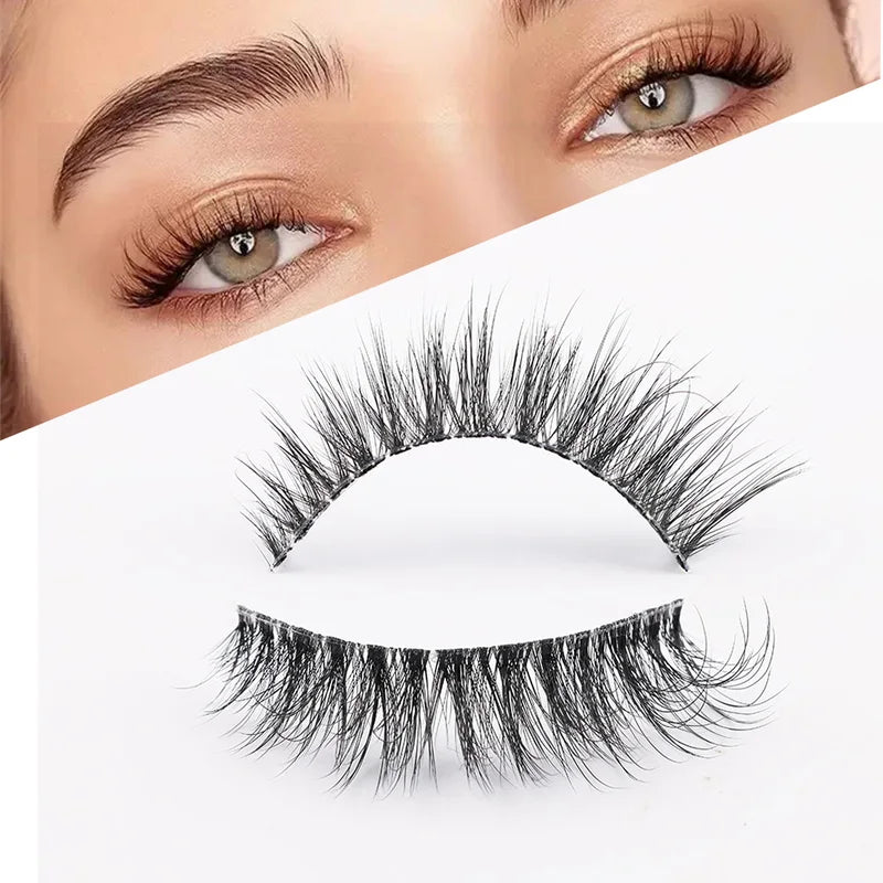 Clear Band 3D Mink False Eyelashes - Natural Fluffy Volume Wispy Lashes
