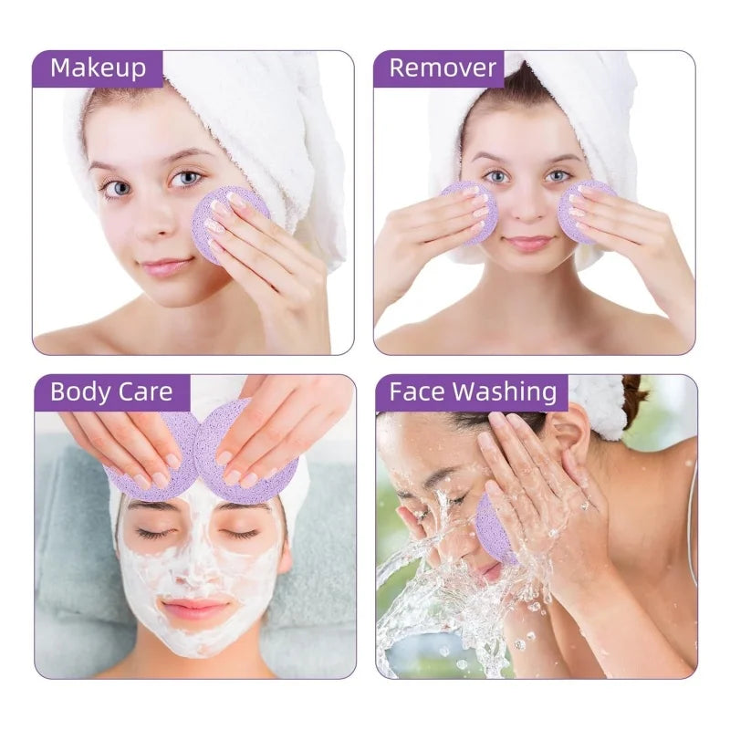 Face Wash Puff with Storage Box - Facial Cleansing Sponge for Makeup Removal