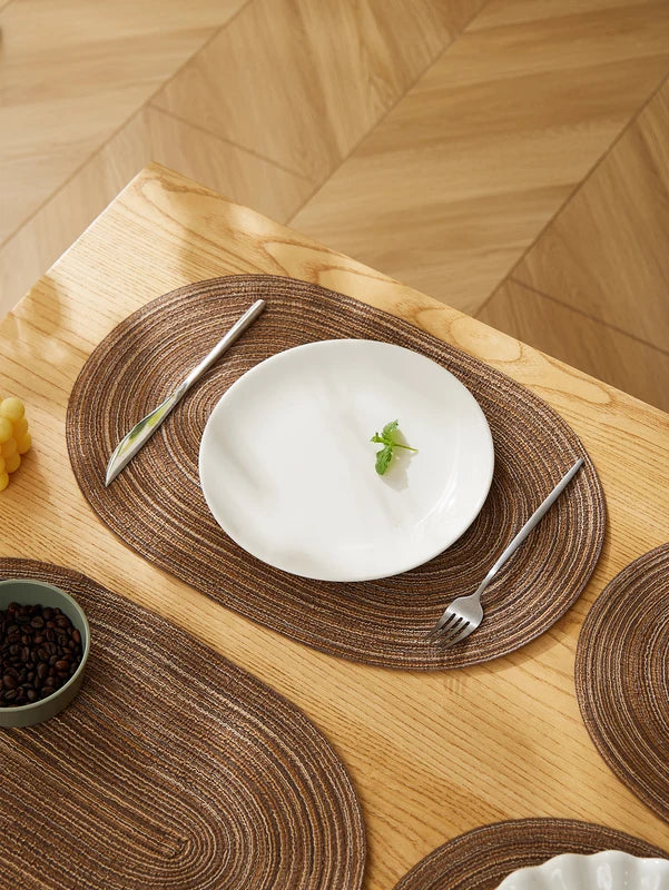 4PCS Oval Cotton Braided Table Mats Non-Slip Washable Coasters for Dining & Kitchen