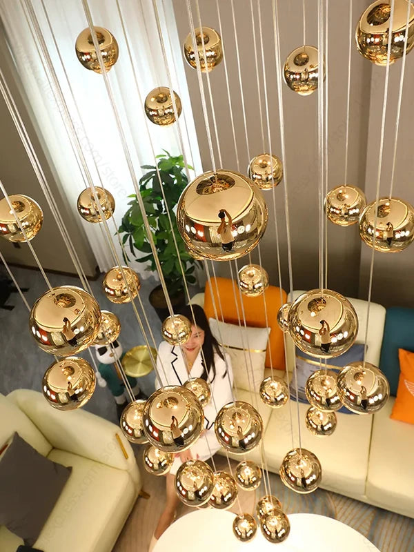 Minimalist Circular Staircase Ceiling Chandelier for Living Room & Loft Lighting