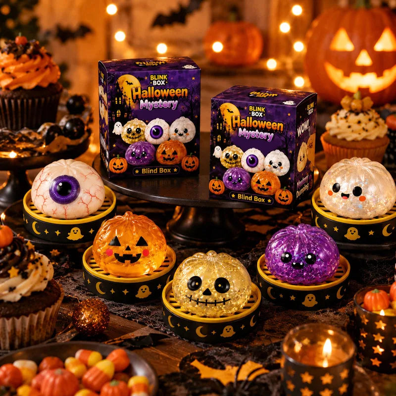 Halloween Mystery Blind Box Glitter Squishy Fidget Pumpkin Ghost Skull Stress Toy