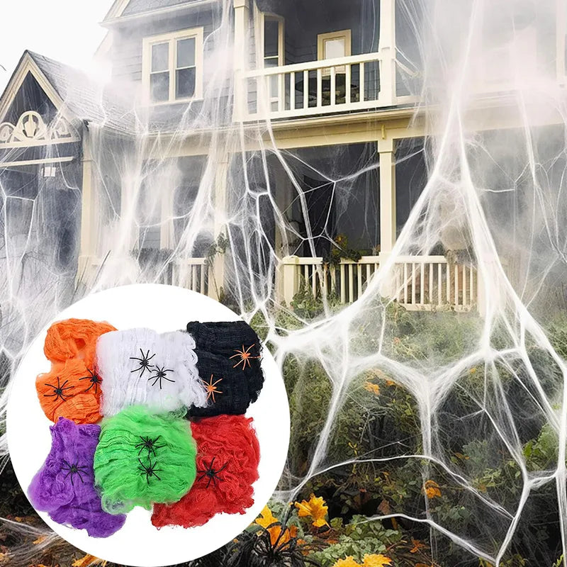 Halloween Spider Web Decoration Artificial Cobweb with Spider for Haunted House