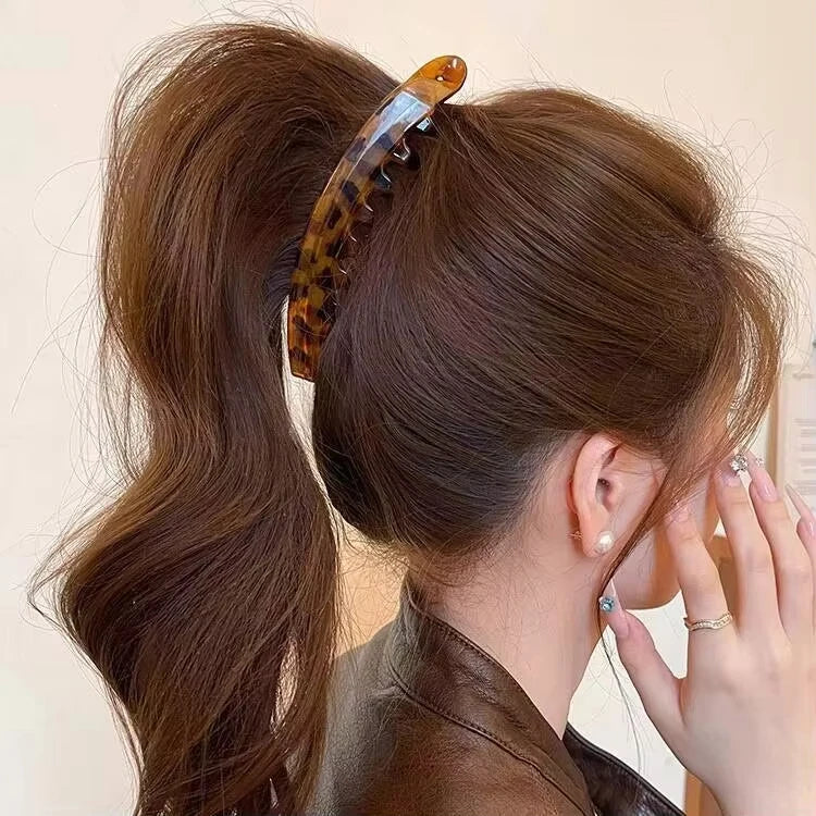 Tortoiseshell Banana Hair Clip Fish-Shaped Hairpin for Women Hair Accessories