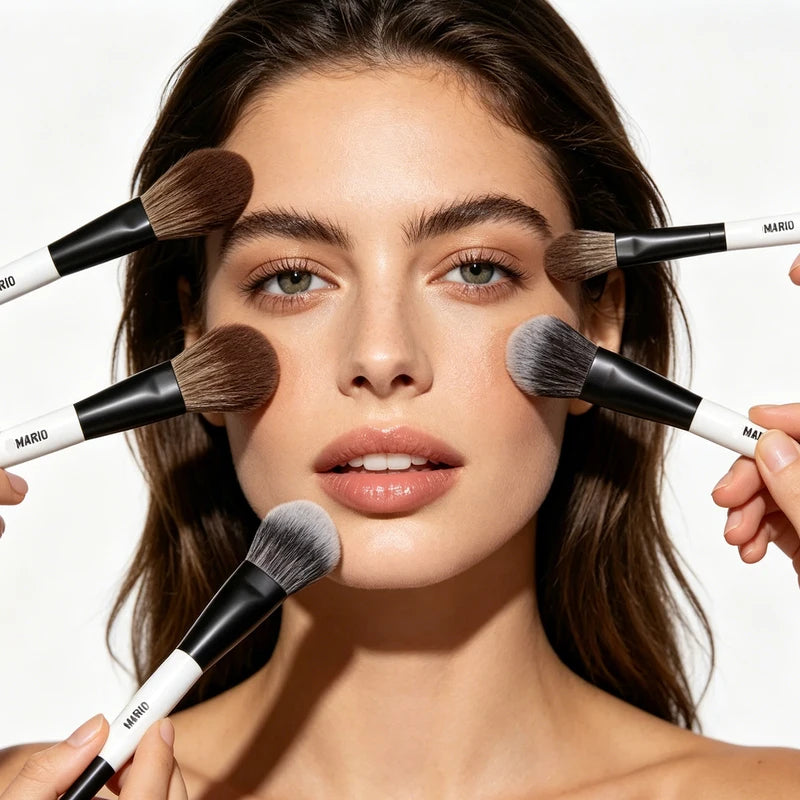 Soft Fiber Makeup Brush for Blush and Highlighting - Ambient Glow Cosmetic Tool