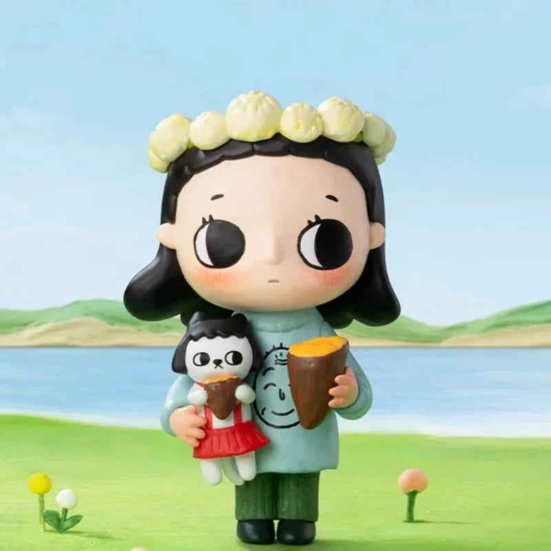 Pop Mart Nyota Chibi Maruko Chan Series Blind Box Figurines Kawaii Home Decor Toys