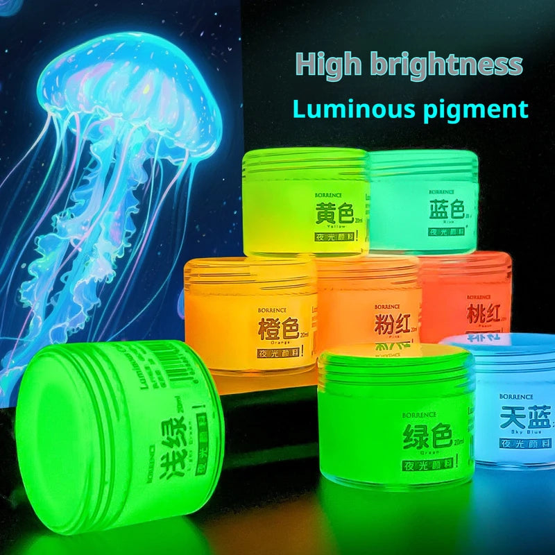 Glow-in-the-Dark Fluorescent Acrylic Pigment 20ml for DIY Art & Crafts