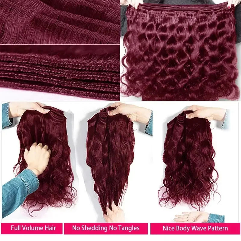 Brazilian Virgin Hair Extensions - Body Wave Bundles 14-32 Inch, Unprocessed Human Hair