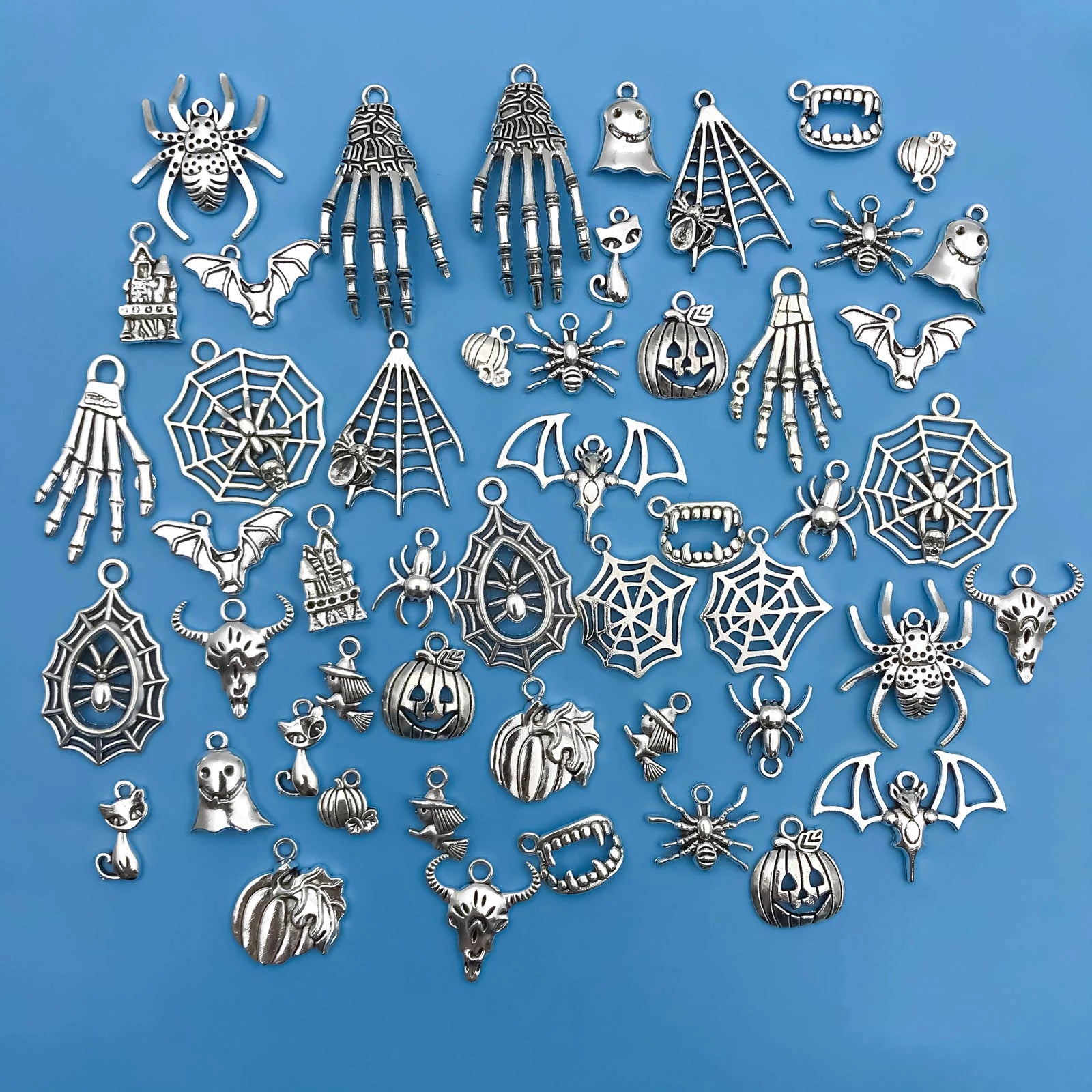 50pcs Zinc Alloy Halloween Charm Charms for Jewelry Making DIY Necklace Bracelet Earrings