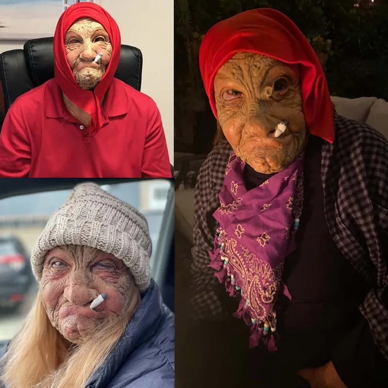 Funny Granny Latex Halloween Mask Old Nana Wrinkled Face Costume Prop