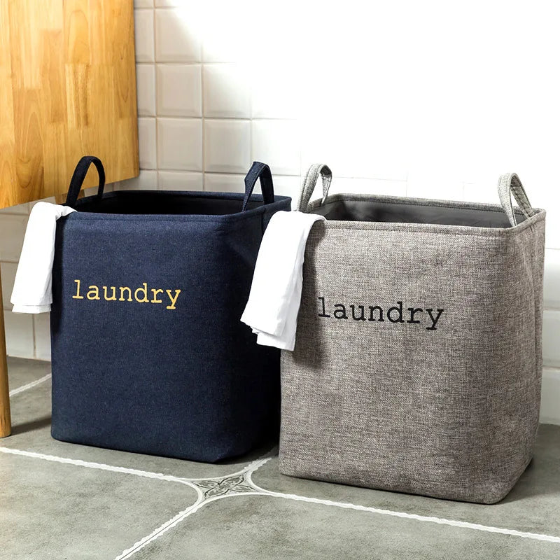 Large Capacity Foldable Jute Laundry Basket with Handle - Light Luxury Home Storage