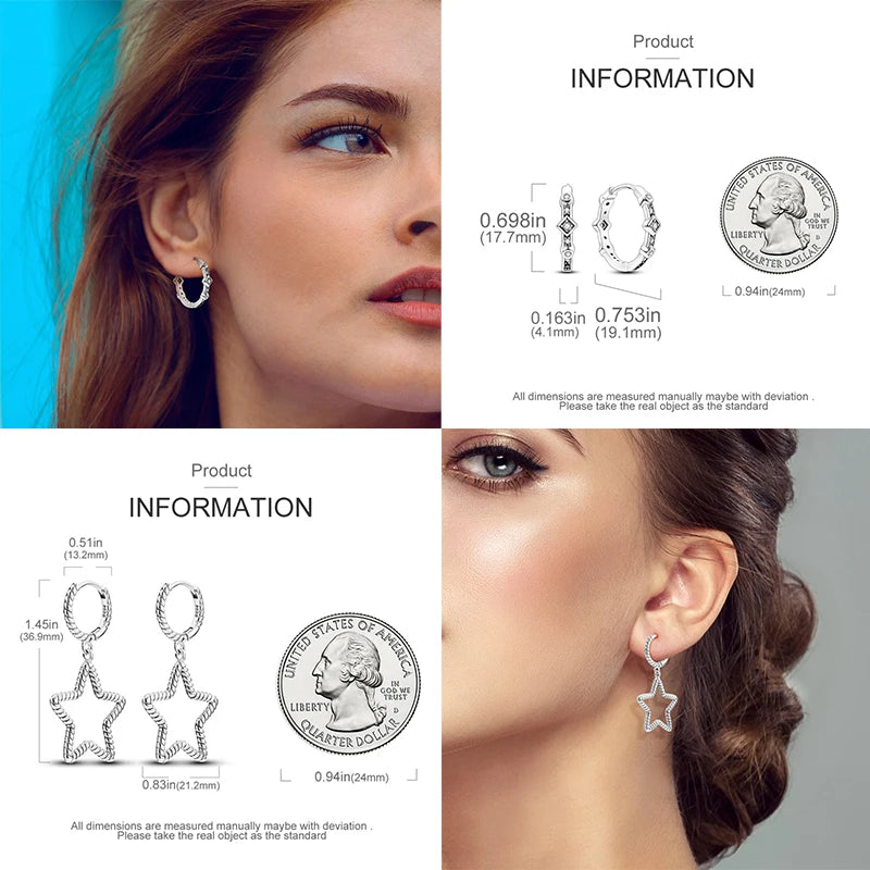 925 Sterling Silver Minimalist Pave U-Shape Hoop Earrings for Women - Gift-Ready