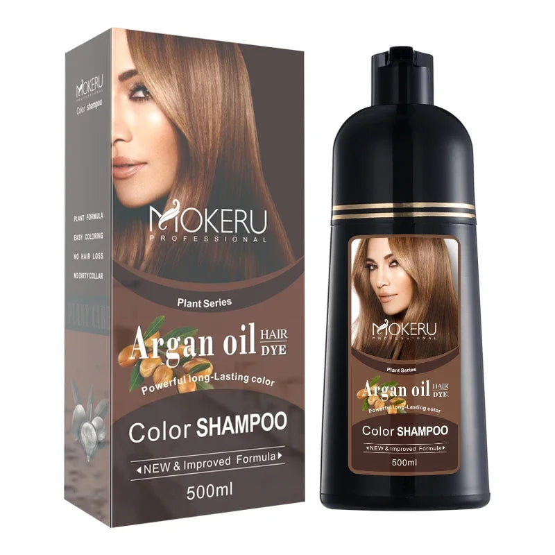 Natural Organic Hair Dye Shampoo - Long Lasting Black Color for Men & Women