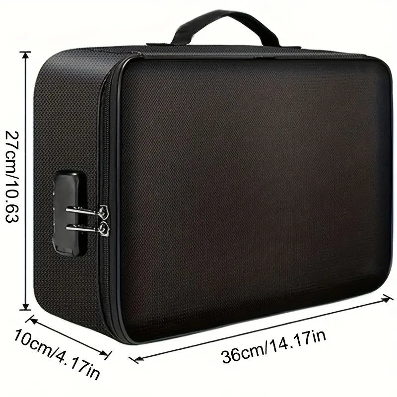 Large Capacity Portable Family Storage Bag with Anti-Theft Password Lock - Durable Document Organizer