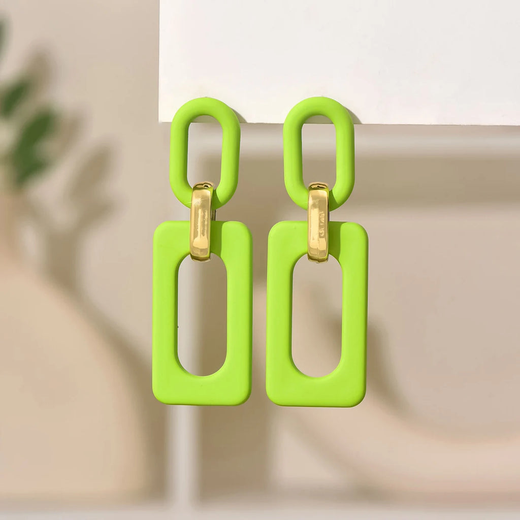 Rectangular Hollowed Out Acrylic Stud Earrings - Bohemian Retro Fashion Jewelry