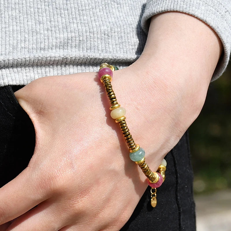 Colorful Natural Stone Beads Chain Bracelets for Women - Trendy Jewelry Gift