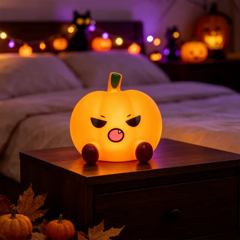 Halloween LED Ghost Witch Hat Pumpkin Night Light - Colorful Silicone Decor
