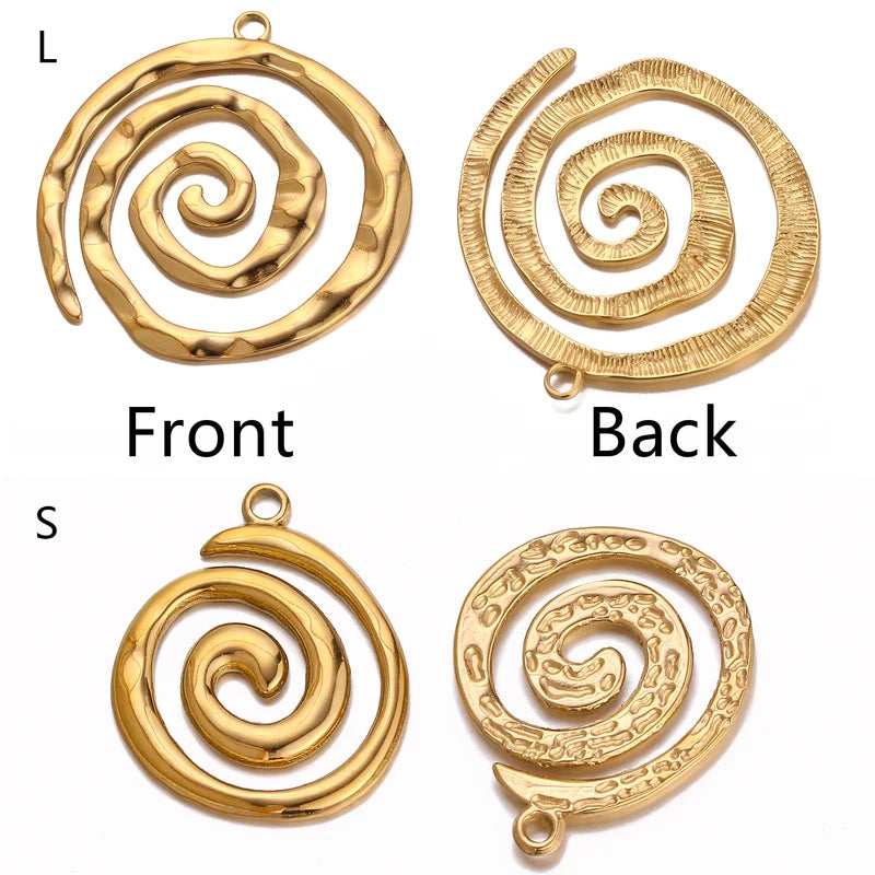 Set of 3 Stainless Steel Spiral Charms for Jewelry Making DIY Pendants and Accessories